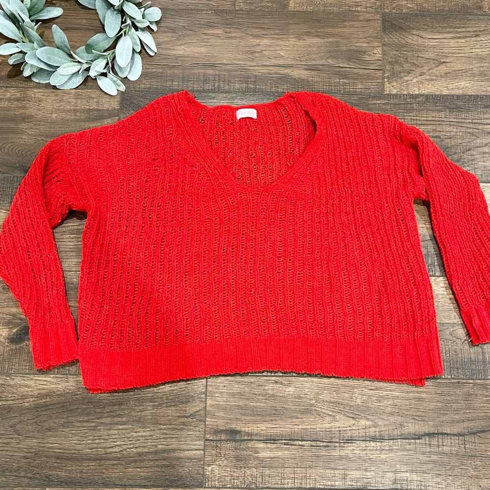Pink Lily Cropped Sweater